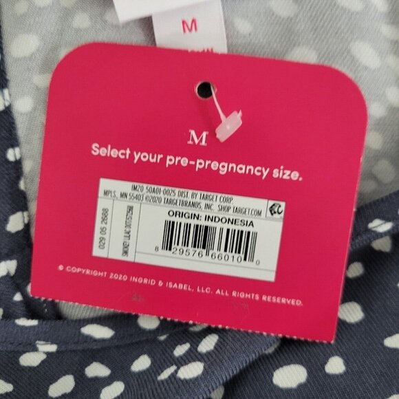 Ingrid & Isabel Maternity Maxi Dress Women Medium Blue Polka Dot 3/4 Sleeve - Picture 10 of 11